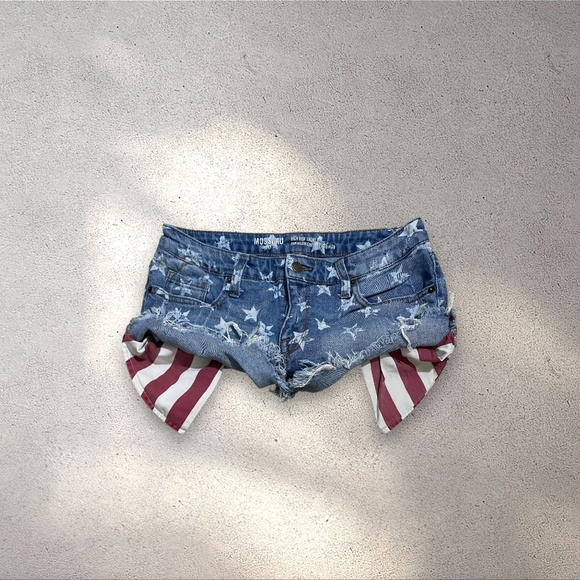 Mossimo Supply Co. High Rise American Flag Denim Shorts - Picture 1 of 6